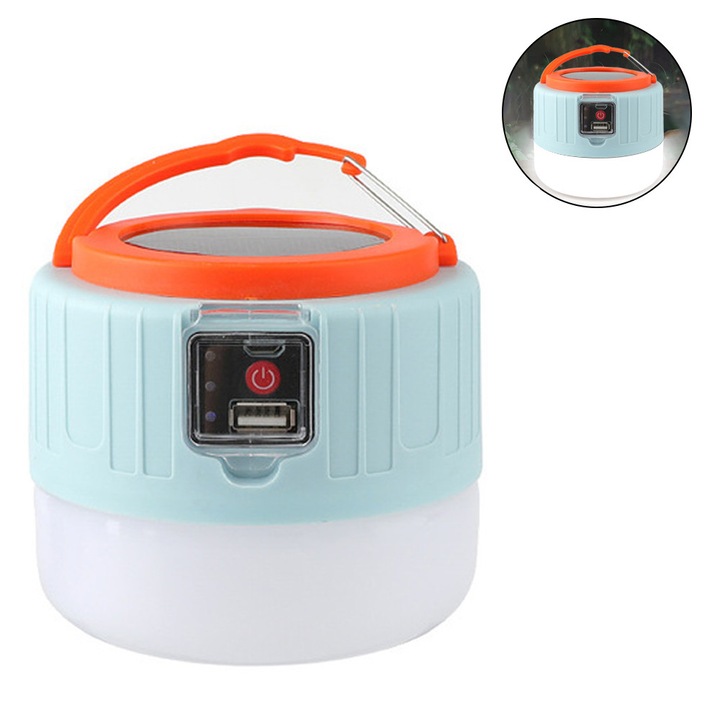 Lampa de camping LED, felinar de camping reincarcabil USB, lumina solara, lampa portabila de cort, portabila impermeabila, lampa felinar de gradina cu 3 moduri de iluminare pentru pene de curent, drumetii, aventuri, pescuit (negru)