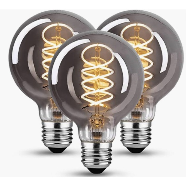 Винтидж LED крушка с димируема светлина, топло бяла, 2x нажежаема жичка