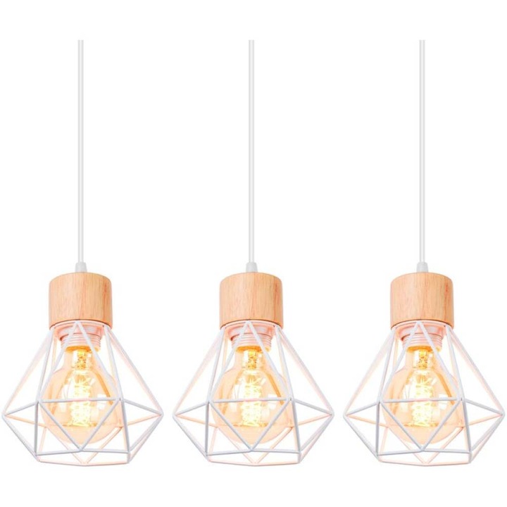 Комплект от 2 модерни индустриални таванни лампи, метални, бели, 20 см