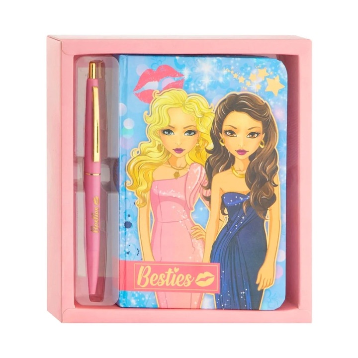 Set jurnal cu pix Besties, 15x10.5 cm, roz