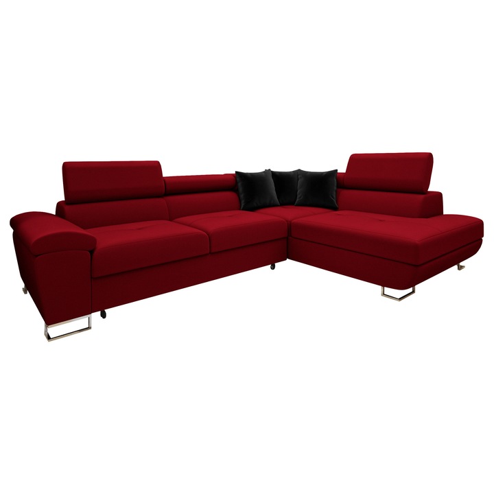 Coltar rabatabil Alvin Premium Dreapta, MIRJAN 24, rosu + negru, 202x270x71 cm