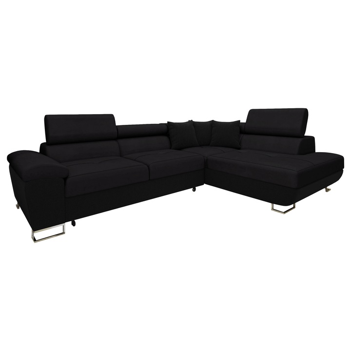 Coltar rabatabil Alvin Dreapta, MIRJAN 24, negru, 202x270x71 cm