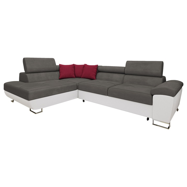 Coltar rabatabil Alvin Stanga, MIRJAN 24, alb + gri + rosu, 202x270x71 cm