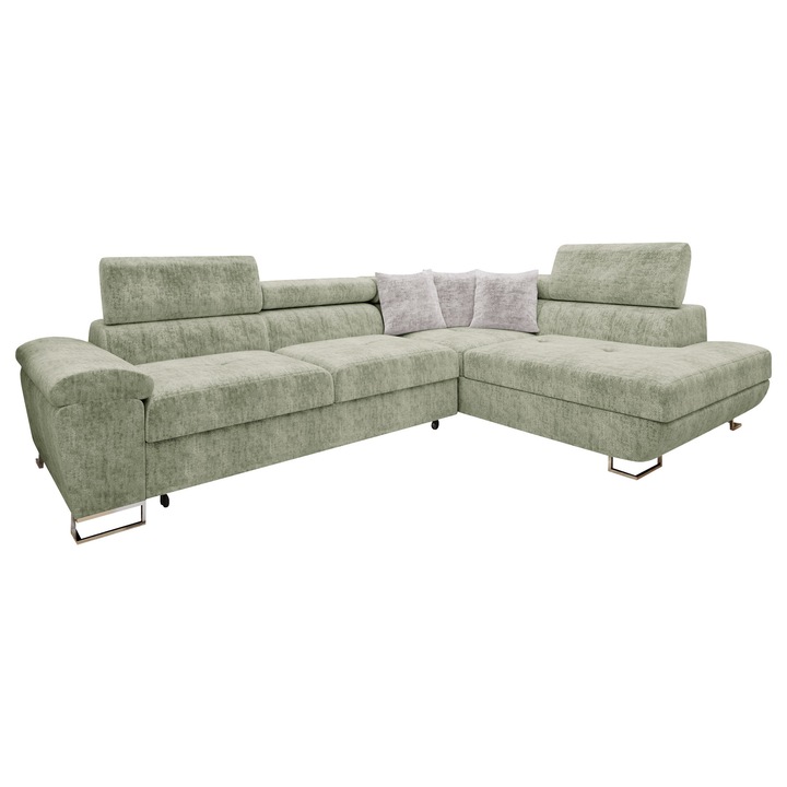 Coltar rabatabil Alvin Premium Dreapta, MIRJAN 24, verde menta + gri, 202x270x71 cm