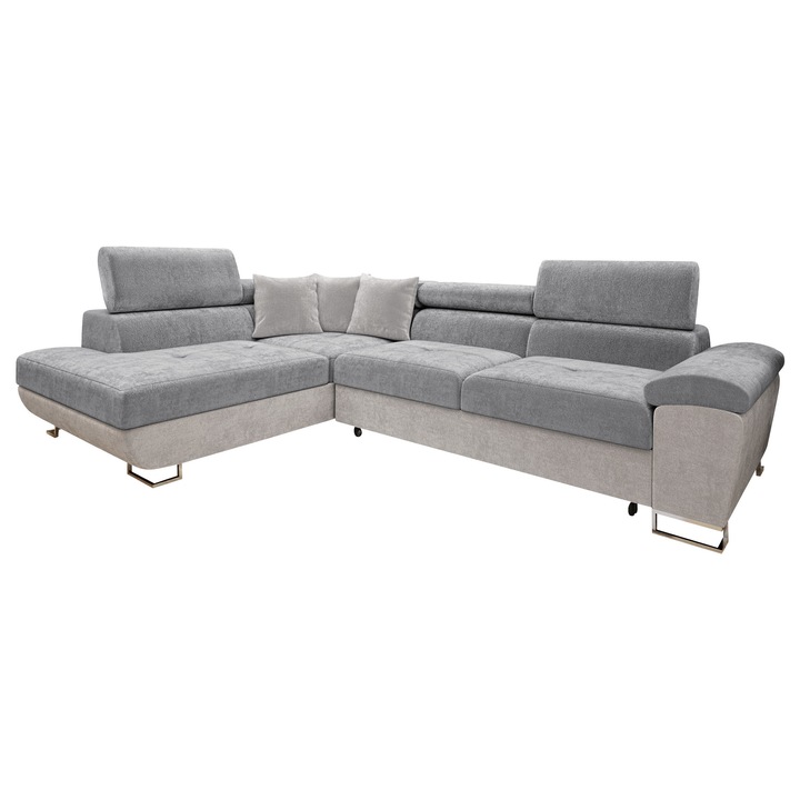 Coltar rabatabil Alvin Premium Stanga, MIRJAN 24, gri deschis + gri, 202x270x71 cm