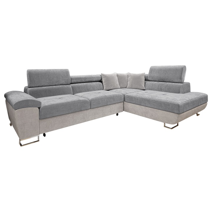 Coltar rabatabil Alvin Premium Dreapta, MIRJAN 24, gri deschis + gri, 202x270x71 cm