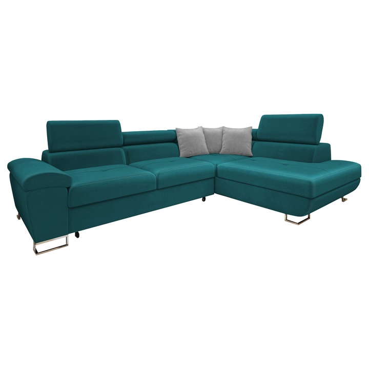 Coltar rabatabil Alvin Dreapta, MIRJAN 24, bleumarin deschis + gri, 202x270x71 cm