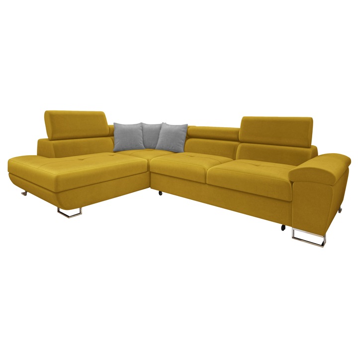 Coltar rabatabil Alvin Stanga, MIRJAN 24, galben + gri, 202x270x71 cm