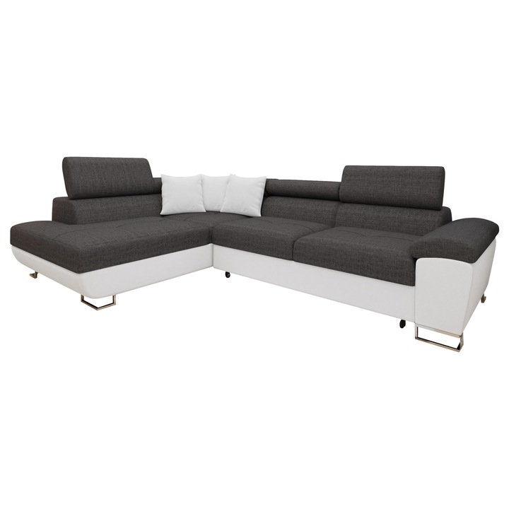 Coltar rabatabil Alvin SALE Stanga, MIRJAN 24, alb + gri, 202x270x71 cm