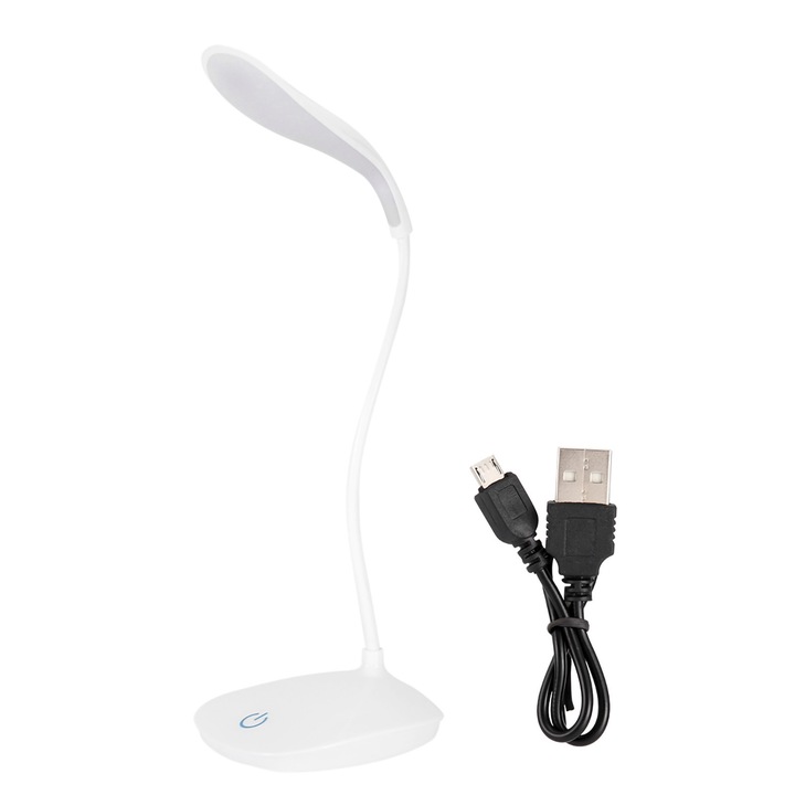 LED lámpa flexibilis nyakkal, 3 intenzitási szinttel, szemkímélő, USB