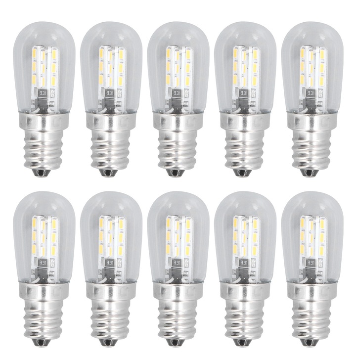 Комплект от 10 LED крушки E12, 500LM, топло бяло, 4.7x1.9см