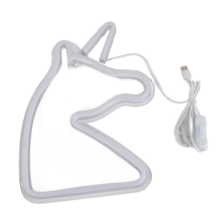 Decor LED de perete, AMRINUGL, instalare usoara, lumina neon cu intensitate adaptabila, roz si alb, alimentare USB