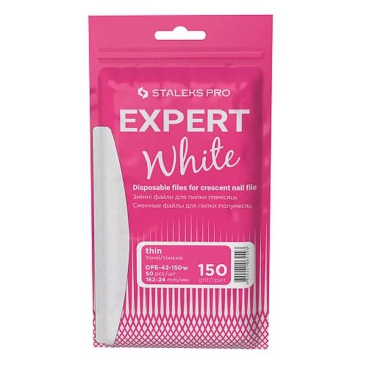 Set de varfuri albe inlocuibile pentru o pila dreapta (pe o baza moale) Staleks EXPERT 42 150 granulatie (50 buc