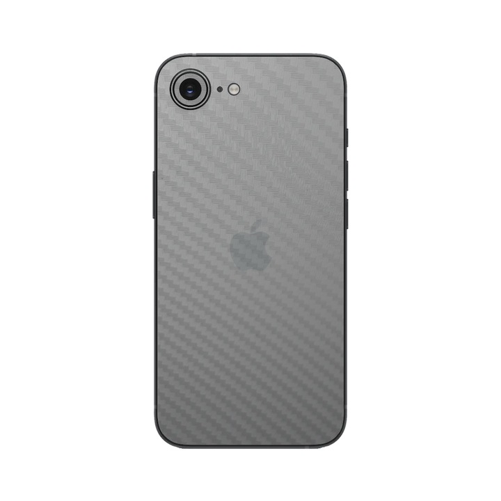 Folie iSkinz pentru Apple iPhone 16e - Carbon Transparent, Split Cut, Skin Adeziv Full Cover, Protectie Carcasa Spate si Laterale