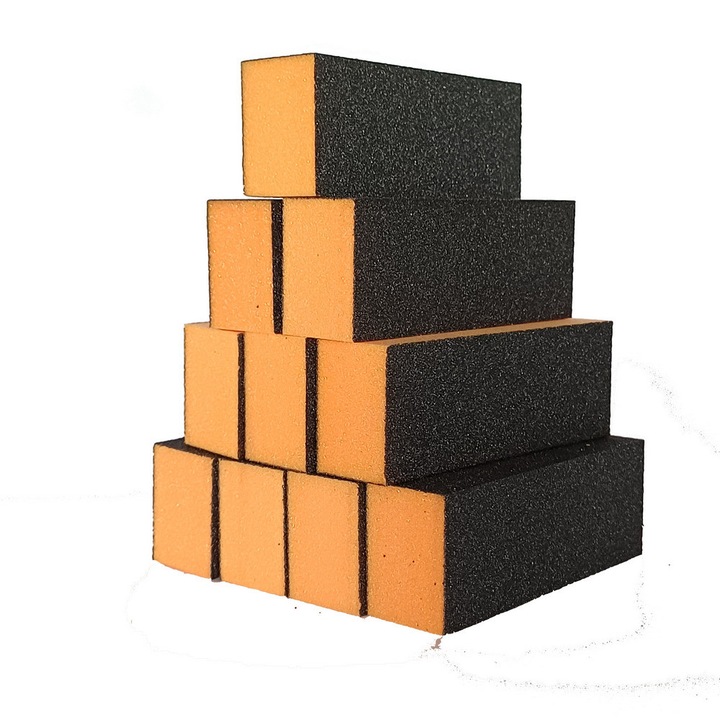 Oferta 10 bucati Buffer de unghii, pentru pilit, negru cu portocaliu, 9.5cm, granulatie 100/180, TOTAL PRO BEAUTY