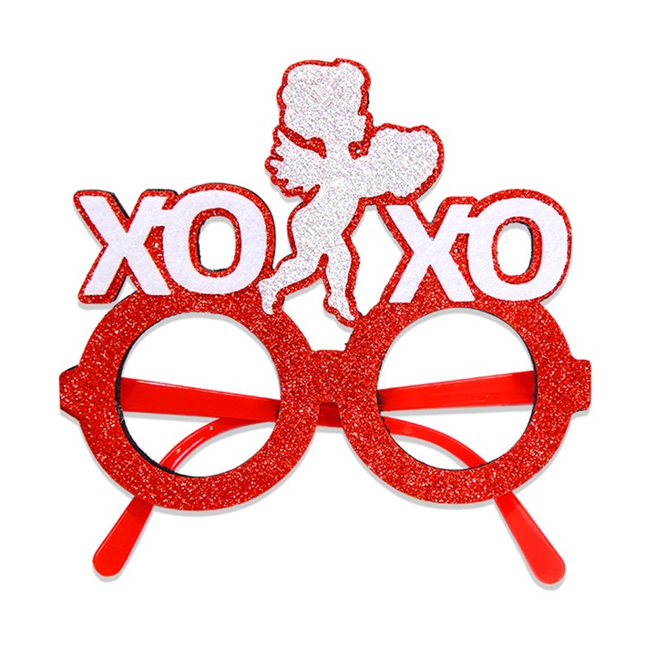 Többszínű Valentin szív party szemüveg szett