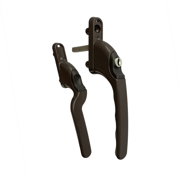 Maner usa cu cheie slim, aluminiu vopsit electrostatic, maro, stanga, dimensiune M5x60 mm