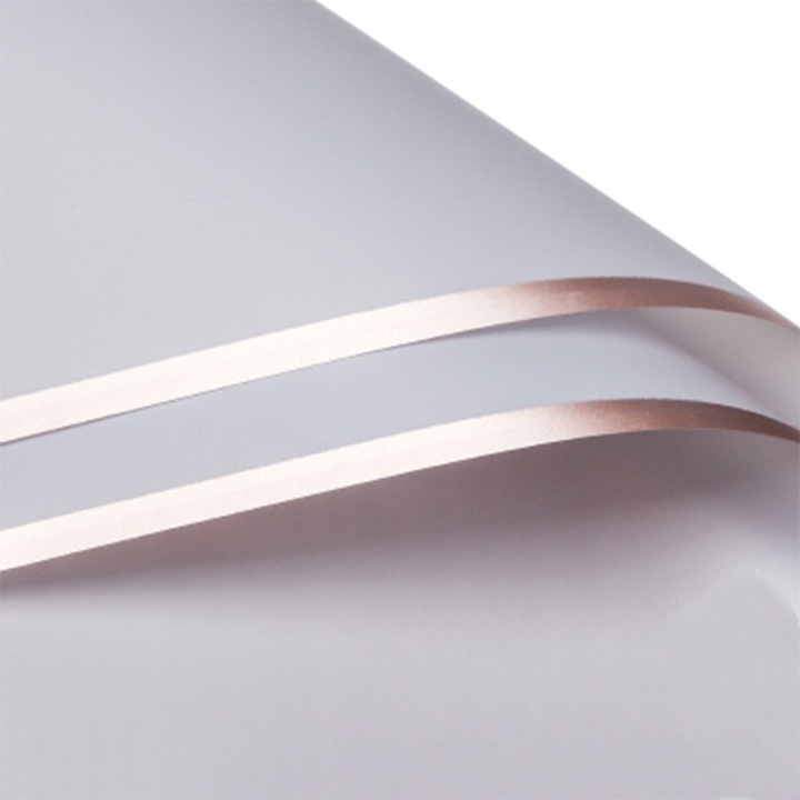 Сребърна флорална опаковъчна хартия, Enforose, водоустойчива, 50x70см