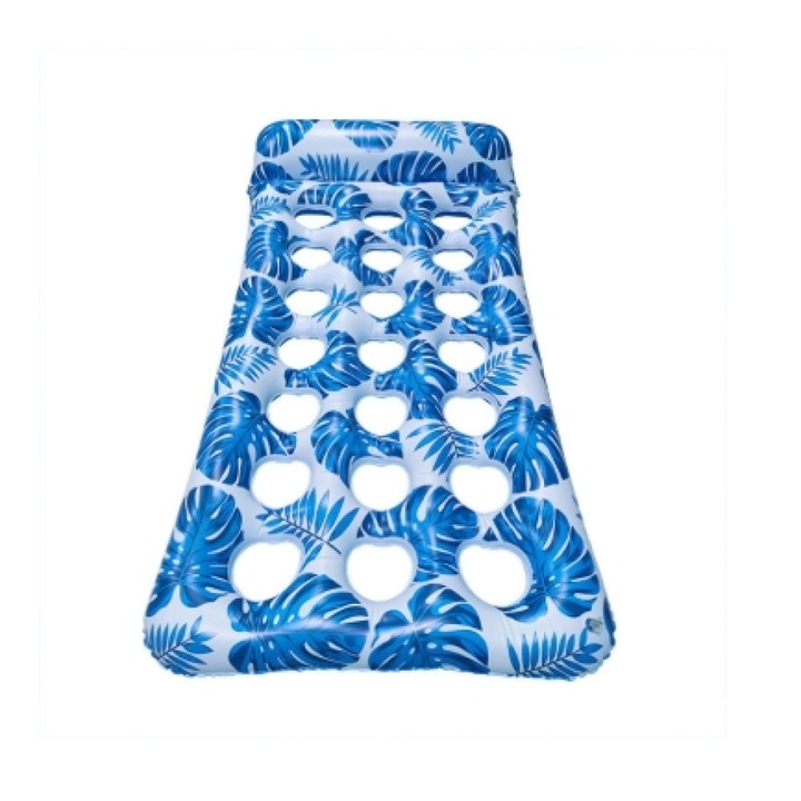 Хамак за басейн с мрежа, Надуваем воден хамак, надуваем матрак-шезлонг, водно легло, плаващ лаундж стол, надуваема играчка за плувен басейн за възрастни