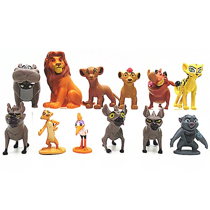 Set figurine actiune 12Pcs The Lion King Simba Timon Pumbaa PVC, multicolor
