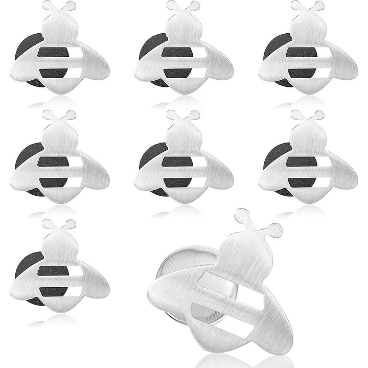 Комплект 8 магнитни щипки за покривки, инокс 430, бял