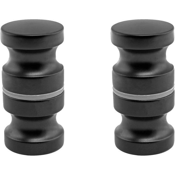 Set 2 Butoane usa, din aluminiu solid, pentru usi de sticla, 30mm x 63mm, negru