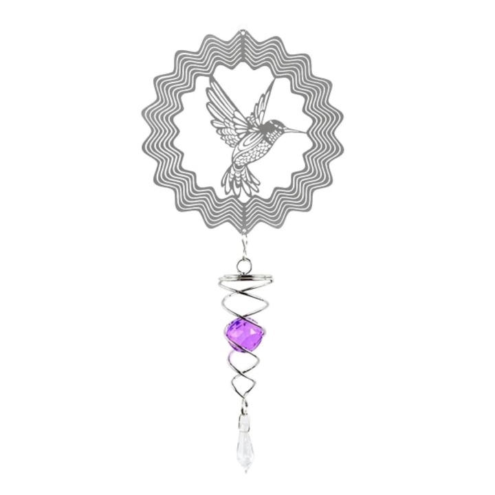 3D forgó dekoratív kiegészítő, kertdekoráció, angyal és szív alakú szivárványkristályok, fehér fém