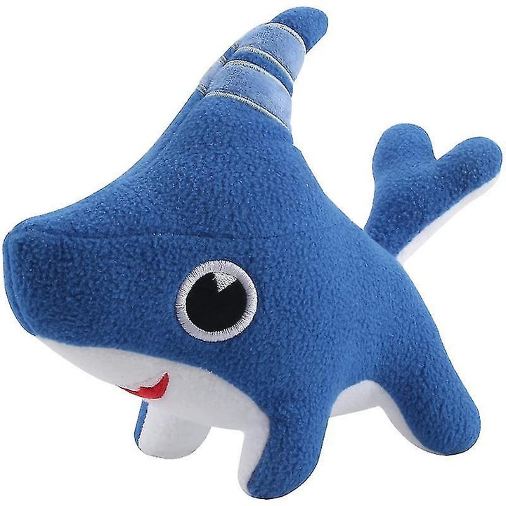 Kék cápa plüss figura 28x28cm, gyűjthető játék fiúknak és lányoknak