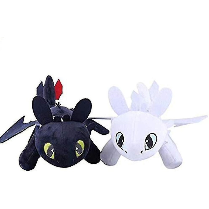 Set 2 Jucarii de plus, How to Train Your Dragon 3, Toothless si Light Fury, 27cm
