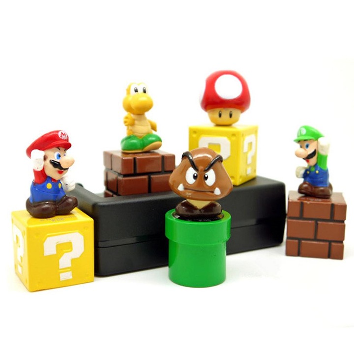 Set figurine mini Super Mario, 5cm, multicolor, accesorii decorative pentru torturi si cadouri de ziua de nastere