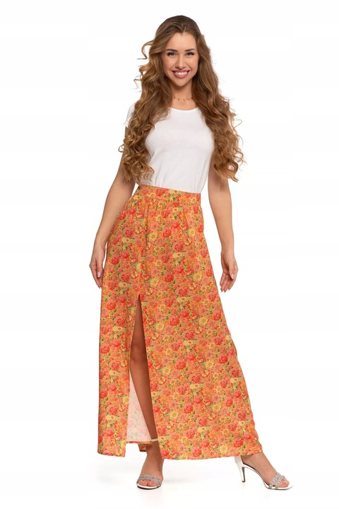 Fusta maxi, Moraj, 100% viscoza, portocaliu