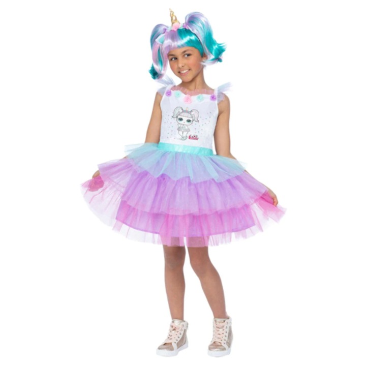 Costum fete LOL Surprise Deluxe Unicorn cu bentita 120 cm (5-6 ani)