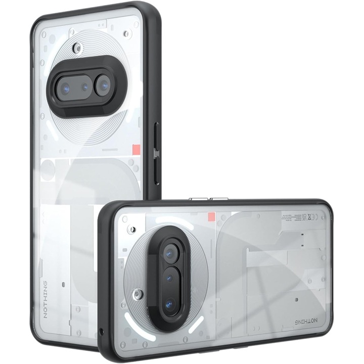Case for Nothing Phone (3a) със защита на обектива Anti-Scratch Anti-Fingerprint Anti-Oil Never-Yellow прозрачен / черен