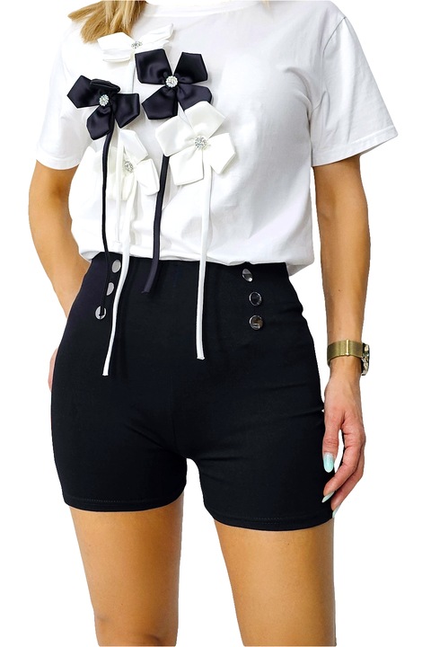SWEDEN елегантни къси панталони, с копчета и висока талия, Черен