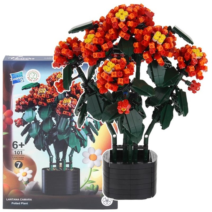 Set de constructie Nobo Kids, buchet flori 3D, 1614 elemente, 24x22x30cm