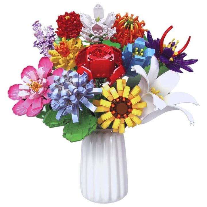 Blocuri de constructie Buchet de flori Flori de aranjat 1064 buc