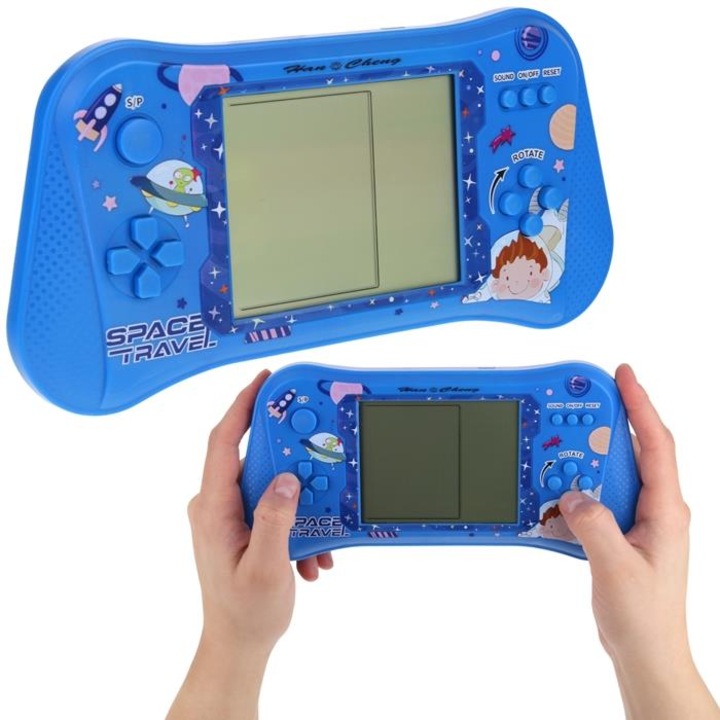 Joc electronic Jucarie Arcade pentru copii Consola Tetris cu sunet - Albastru