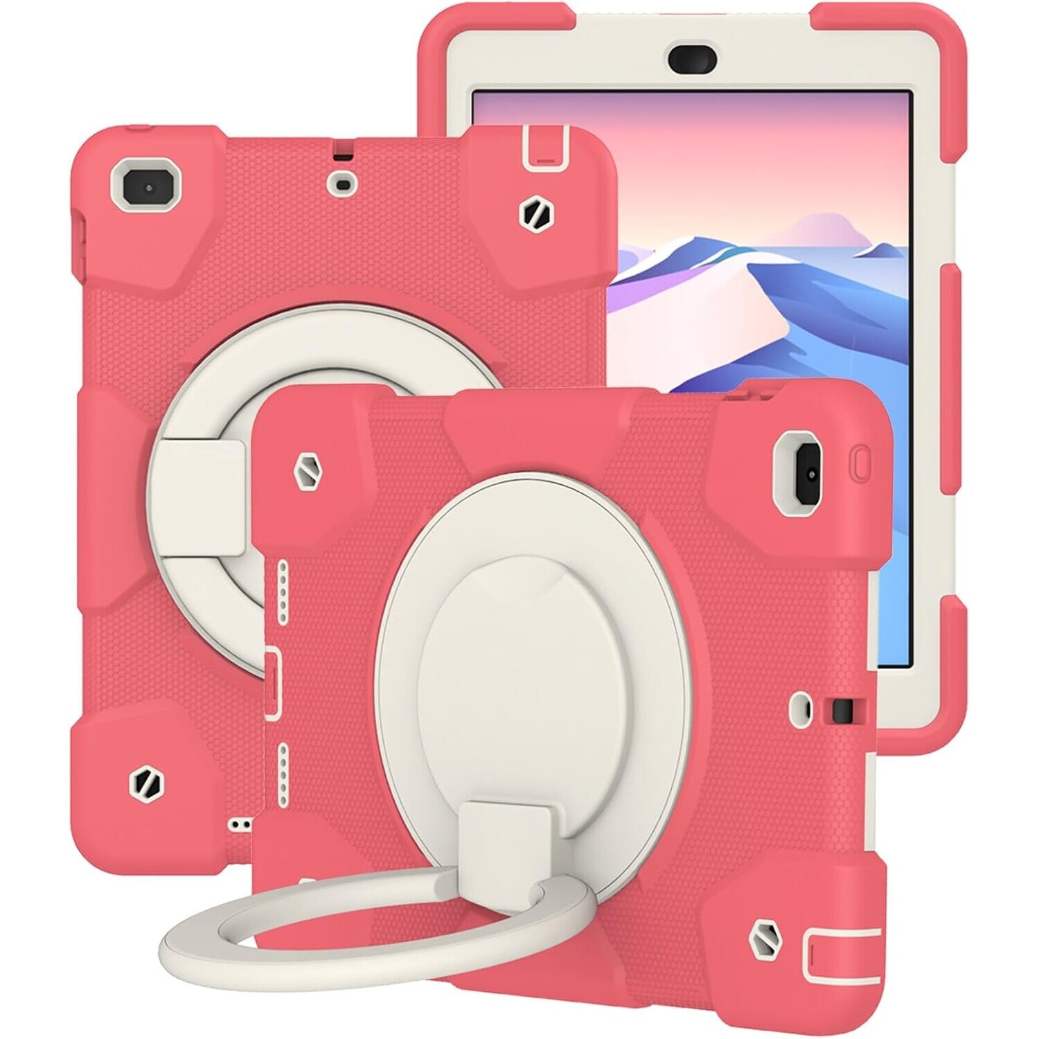 Husa pentru iPad Mini 5/4 7.9", roz, cu suport si curea reglabila, constructie tripla