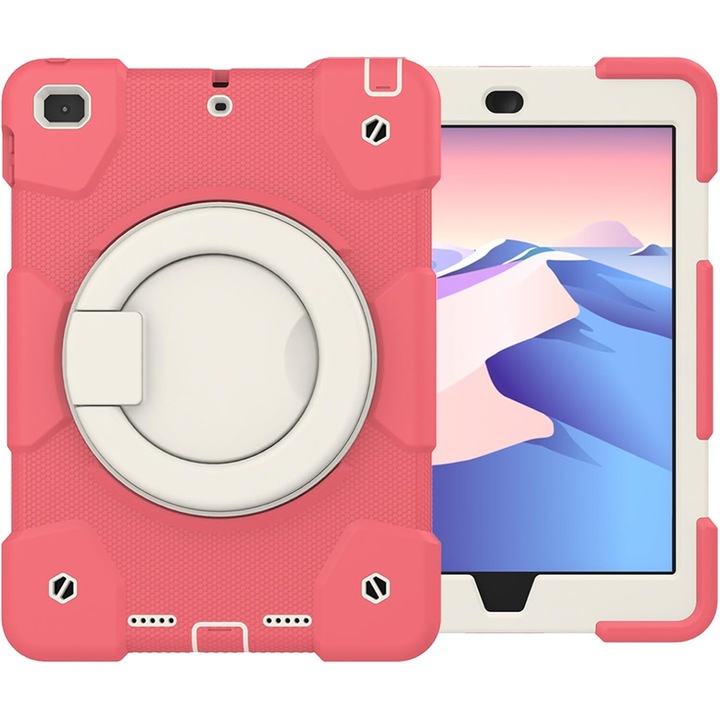 Калъф за iPad Mini 5/4 7.9", розов, със стойка и регулируема каишка, тройна конструкция