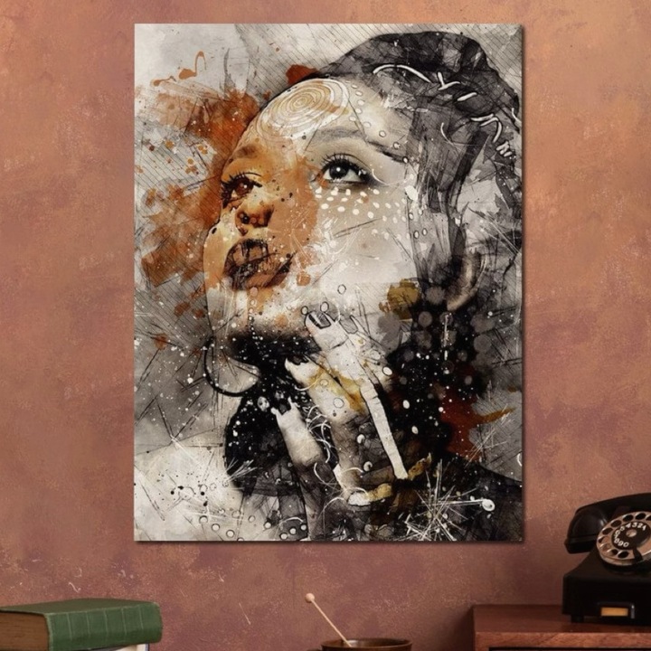 Премиум картина върху платно, LuxCanva® G1087, Космическа мечта, 100 X 135 CM, 100% памучно платно 400g/m2, дървена рамка, душа, измерение, безкрайност, поглед, портрет, абстракт, светлини, сенки, хол, спалня