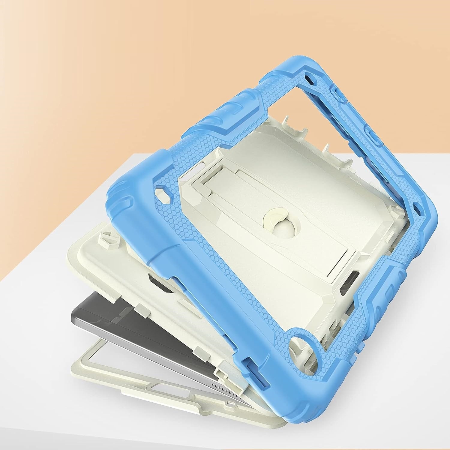 Husa tableta, Samsung Galaxy Tab A7 10.4", 3 straturi, suport incorporat, albastru