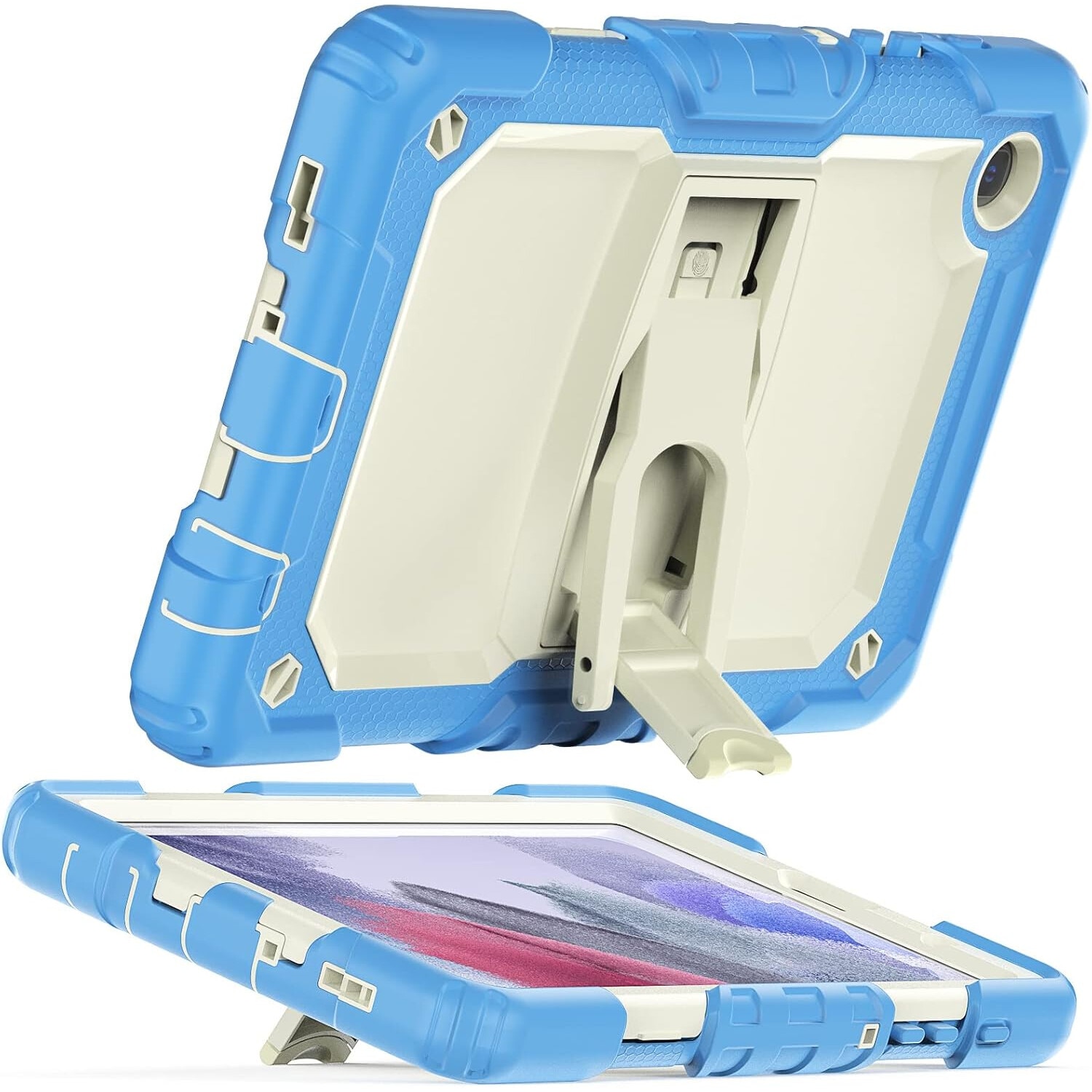 Husa tableta, Samsung Galaxy Tab A7 10.4", 3 straturi, suport incorporat, albastru