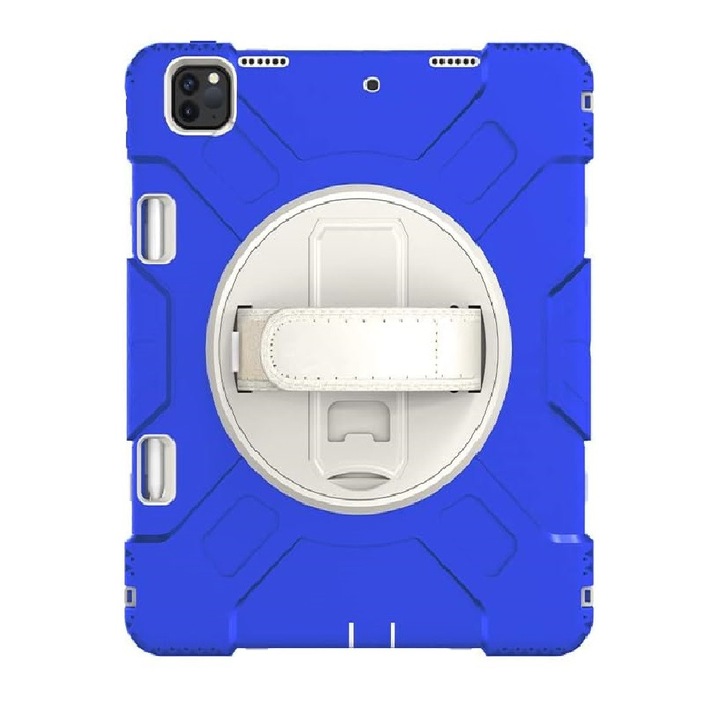 Etui pentru iPad Mini 6, cu suport rotativ si loc pentru stilou, albastru, 3 straturi