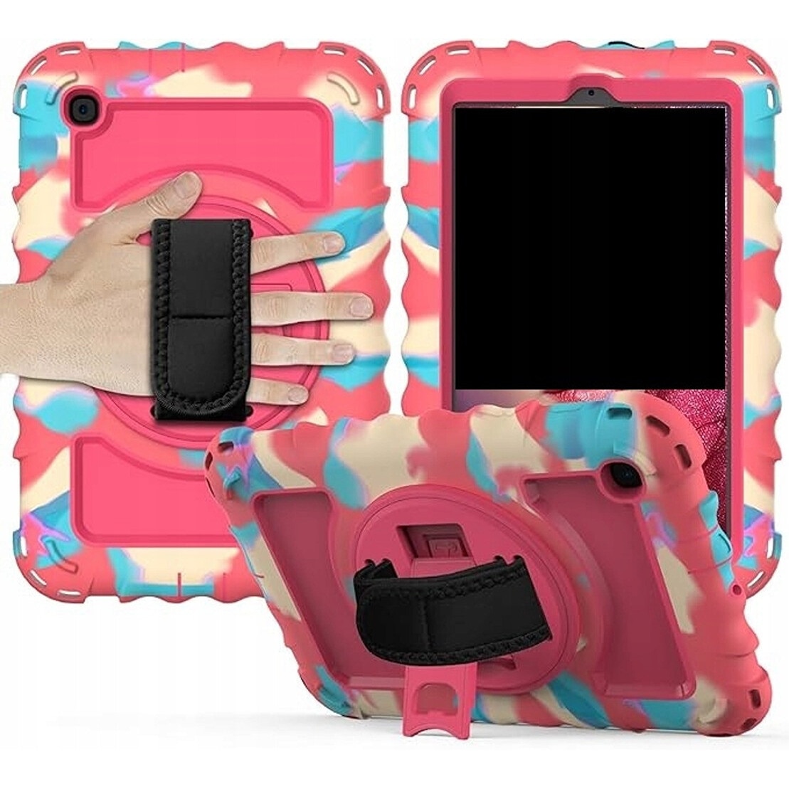 Husa pentru tableta Galaxy Tab A 8.4", roz, cu suport si curea reglabila, trei straturi de protectie