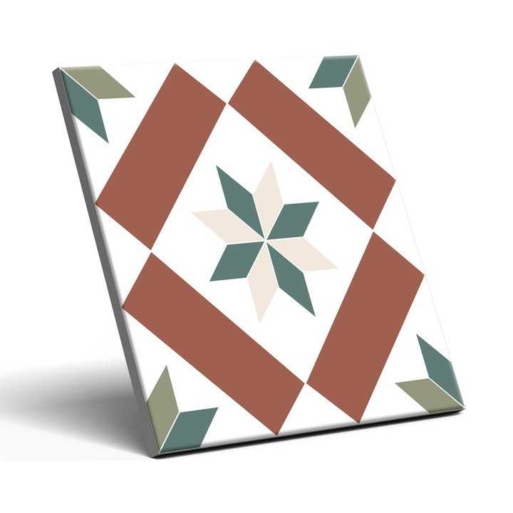 Set 25 placi gresie decorativa, Olivia, Mozaic Victorian, 20x20 cm, 1 m², Multicolor