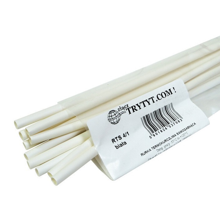 Set 10x Tuburi termocontractibile RTS 4mm, alb, 1m