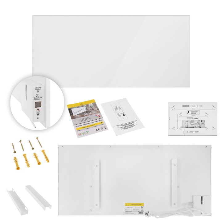 Panel radiante IR 400W, Mission Air, alb, 80x37x1,5cm, termostat digital, set de montaj inclus
