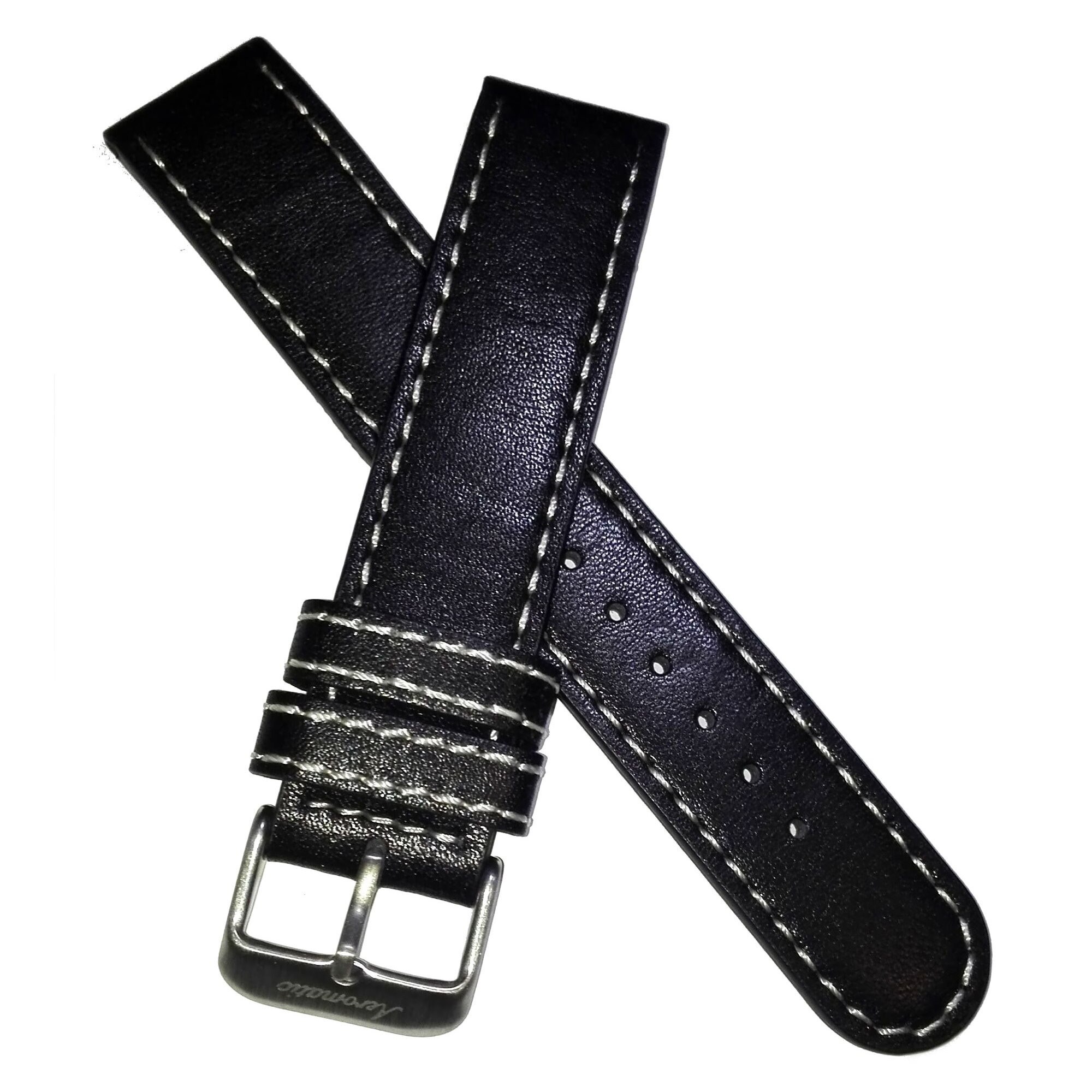 Curea ceas originala Aeromatic din piele neagra 20mm