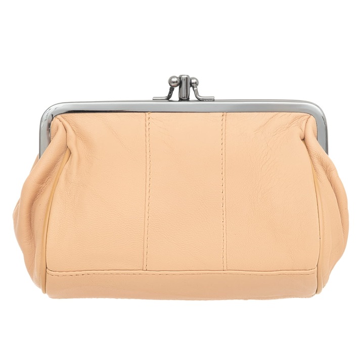 Portmoneu din piele naturala, Kaletnik, culoare bej