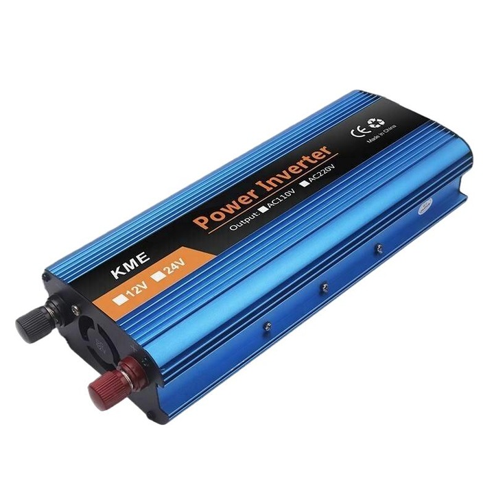 Invertor de putere cu unda sinusoidala pura, KME, protectie avansata, capacitati de incarcare versatile, 12V-220V, 2 porturi USB